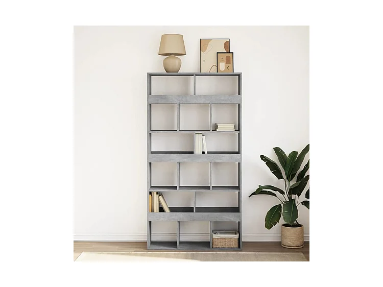 Bibliothèque gris béton 100x33x187,5 bois d'ingénierie