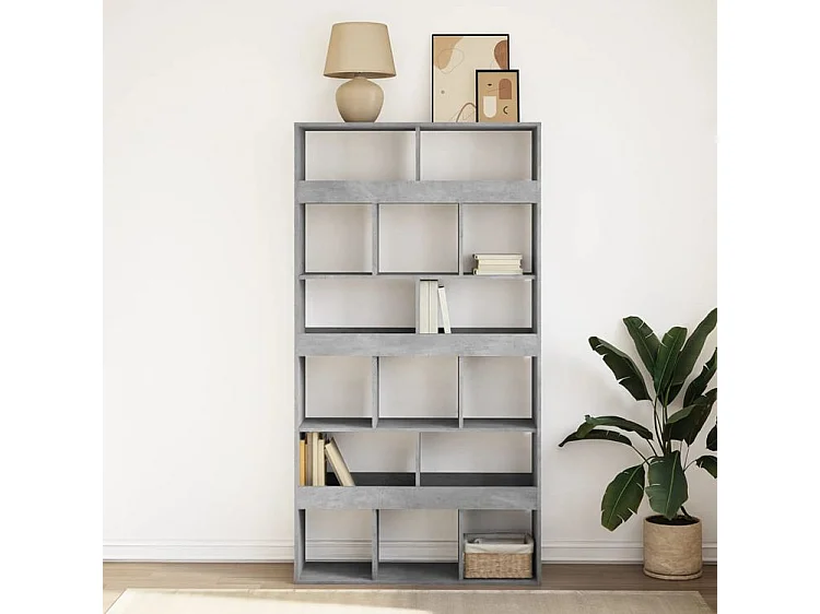 Bibliothèque gris béton 100x33x187,5 bois d'ingénierie