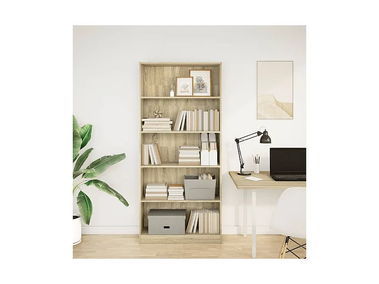 Bibliothèque chêne sonoma 80x24x176 bois d'ingénierie