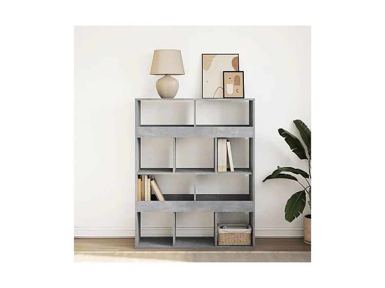 Bibliothèque gris béton 100x33x125,5 bois d'ingénierie