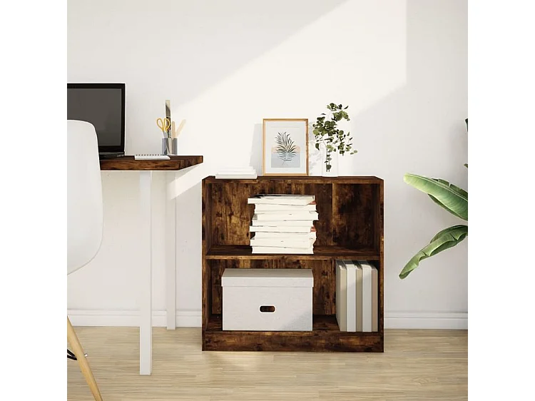 Bibliothèque chêne fumé 80x24x76 bois d'ingénierie