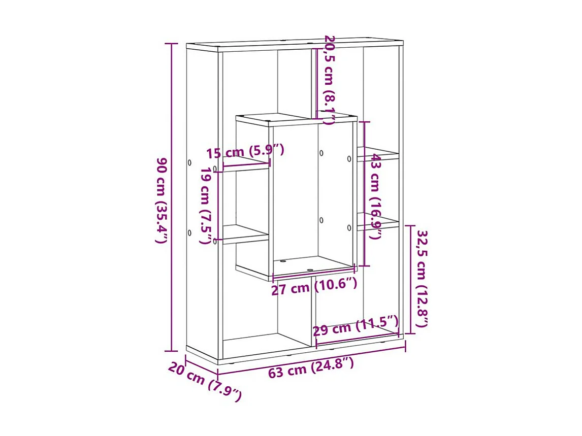 Petite bibliothèque modulable Loza 63cm - Verticale ou horizontale-Couleur Chêne clair
