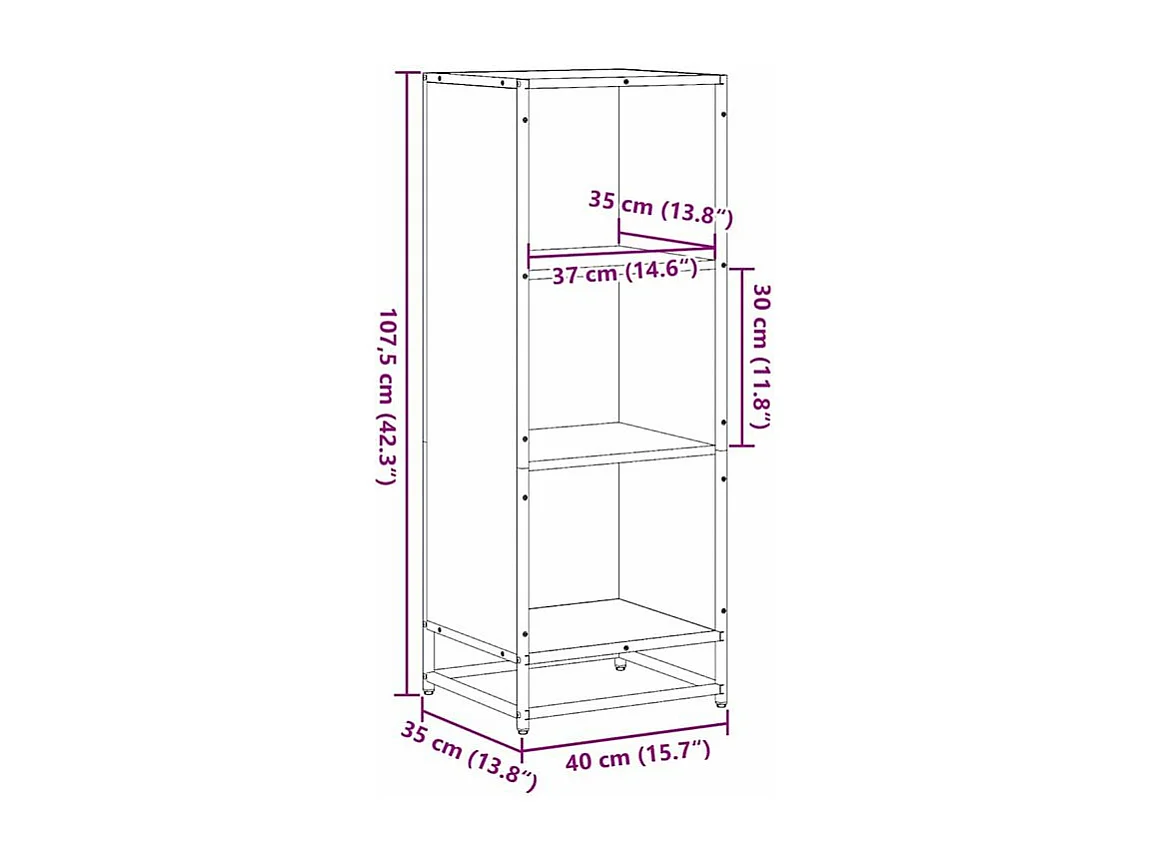 Bibliothèque chêne marron 40x35x107,5 bois d'ingénierie