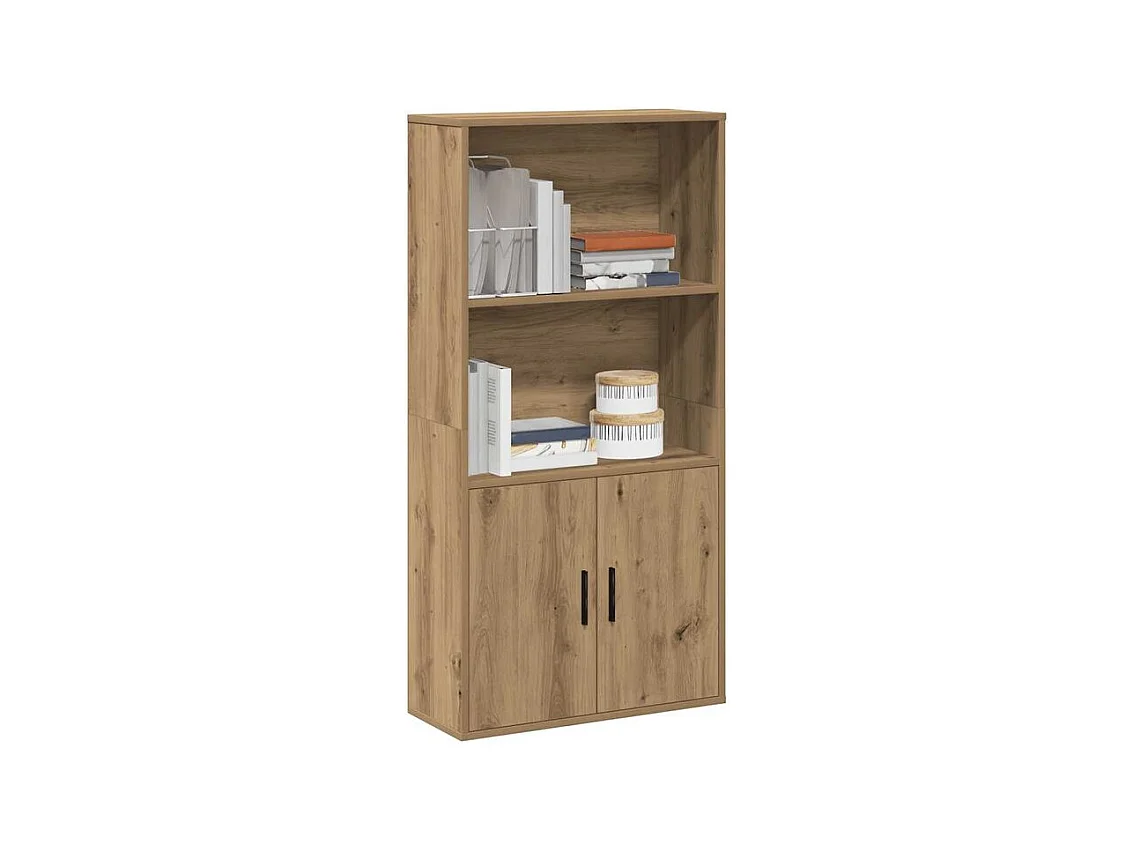 Bibliothèque chêne artisanal 60x24x120 bois d'ingénierie