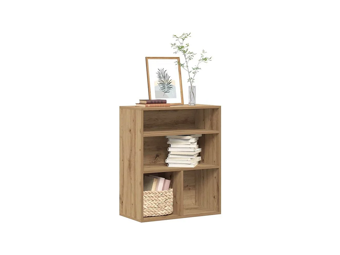 Bibliothèque chêne artisanal 60x30x71,5 bois d'ingénierie