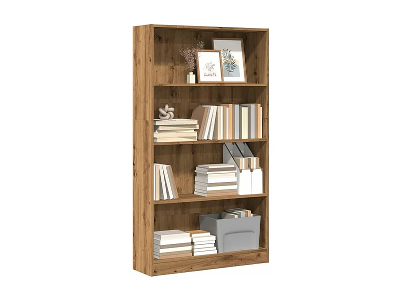 Bibliothèque chêne artisanal 80x24x143 bois d'ingénierie