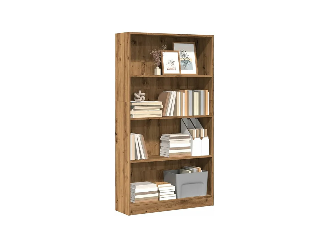 Bibliothèque chêne artisanal 80x24x143 bois d'ingénierie