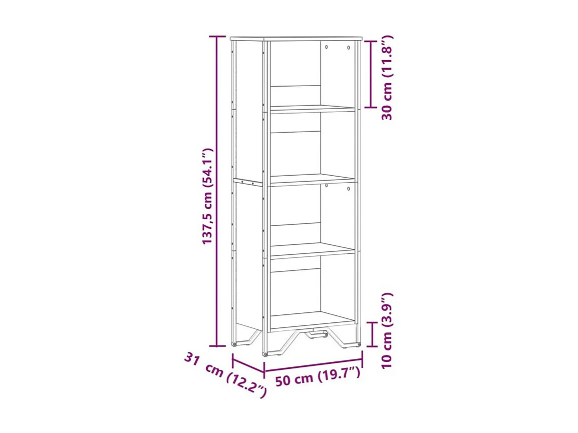 Bibliothèque sonoma gris 50x31x137,5 bois d'ingénierie