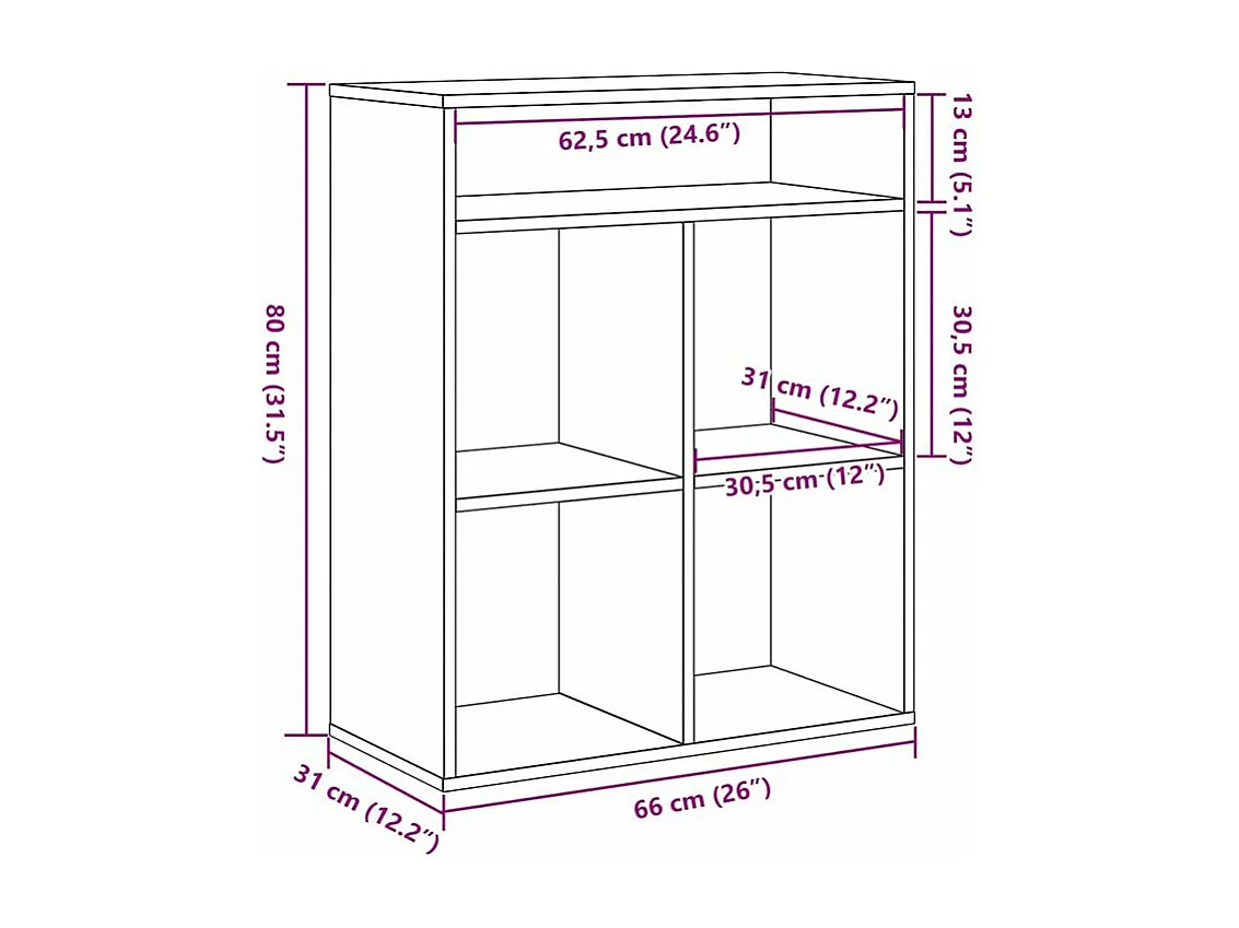 Bibliothèque sonoma gris 66x31x80 bois d'ingénierie