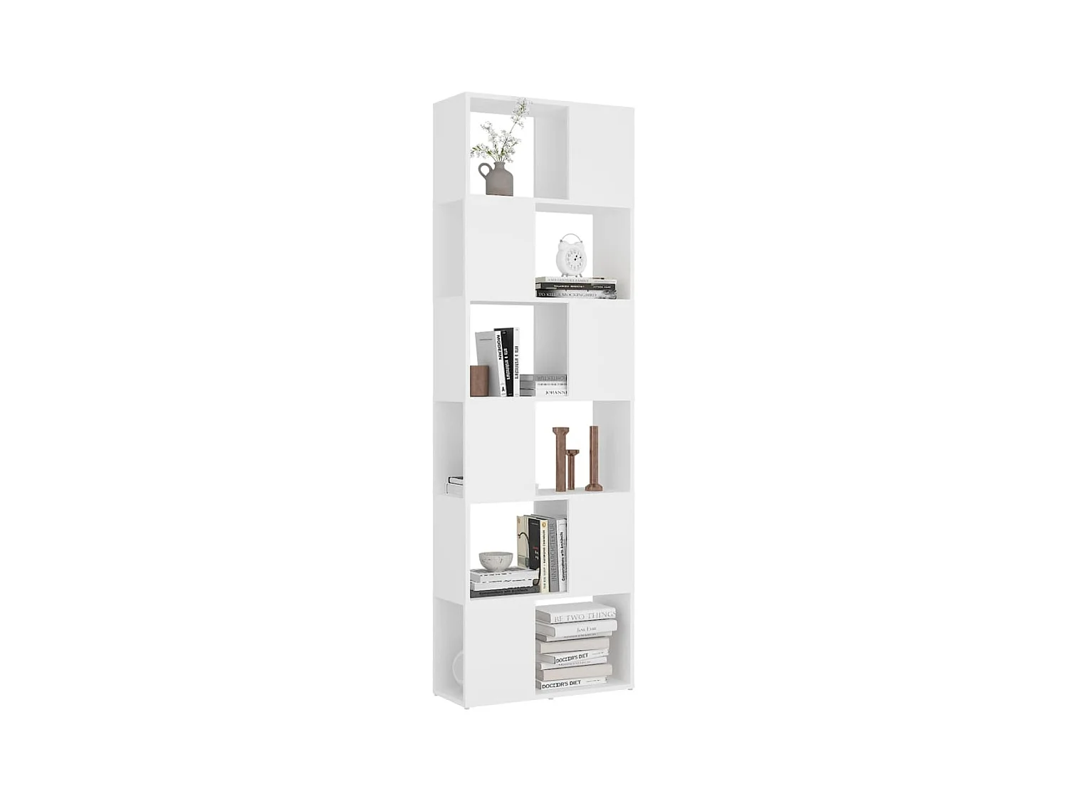 Bibliothèque séparateur en bois Mikola 60cm - Simple et moderne-Couleur Blanc