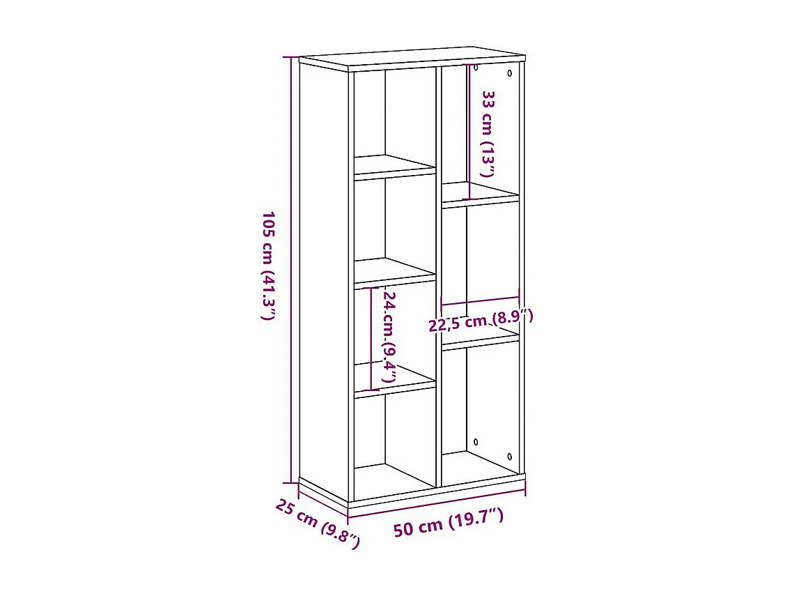 Bibliothèque chêne sonoma 50x25x105 bois d'ingénierie