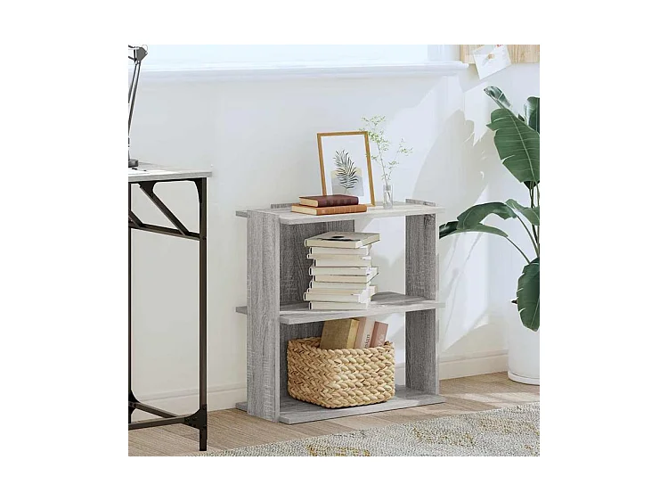 Bibliothèque 3 niveaux sonoma gris 60x30x60 bois d'ingénierie