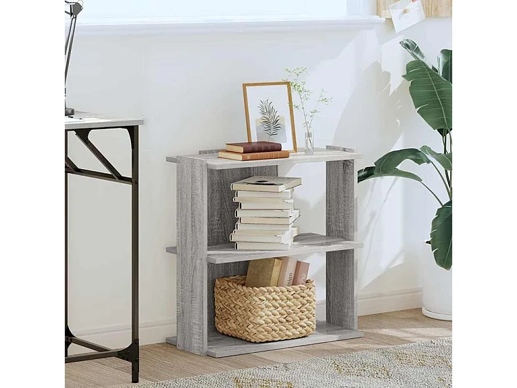 Bibliothèque 3 niveaux sonoma gris 60x30x60 bois d'ingénierie