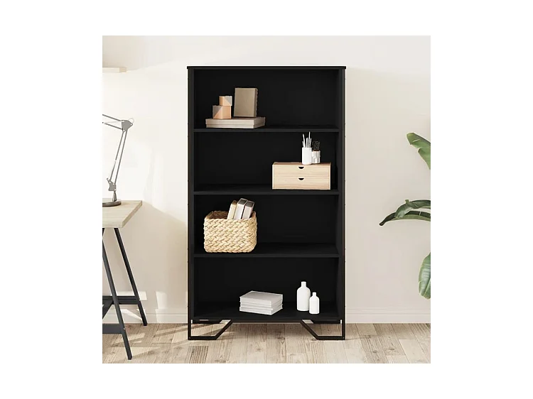 Bibliothèque noir 80x31x137,5 bois d'ingénierie