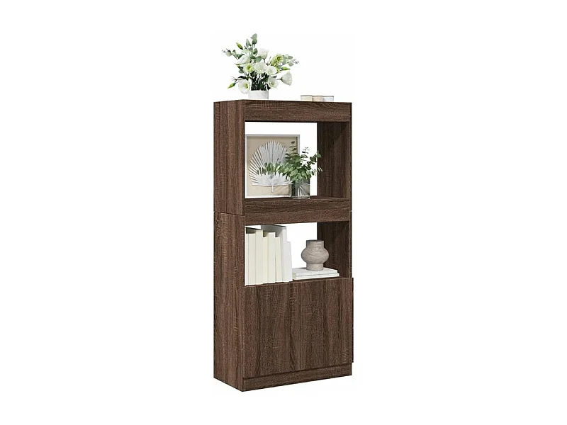 Buffet haut chêne marron 63x33x140 bois d'ingénierie
