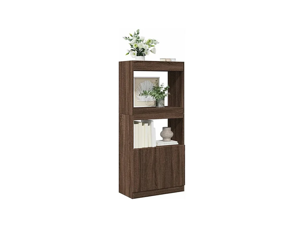 Buffet haut chêne marron 63x33x140 bois d'ingénierie