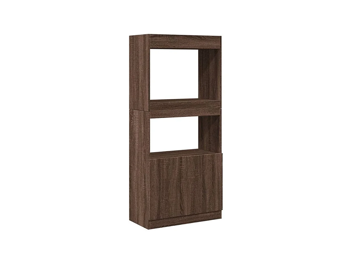 Buffet haut chêne marron 63x33x140 bois d'ingénierie