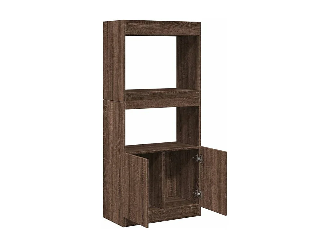 Buffet haut chêne marron 63x33x140 bois d'ingénierie