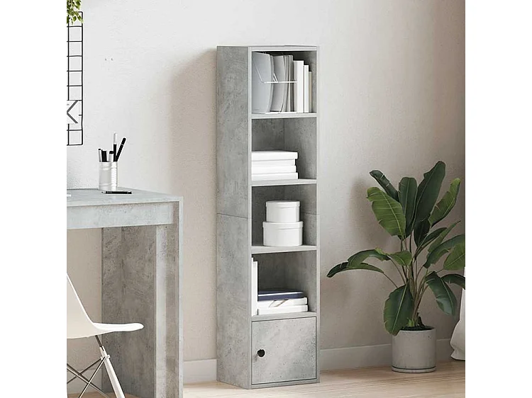 Bibliothèque gris béton 31x24x127 bois d'ingénierie