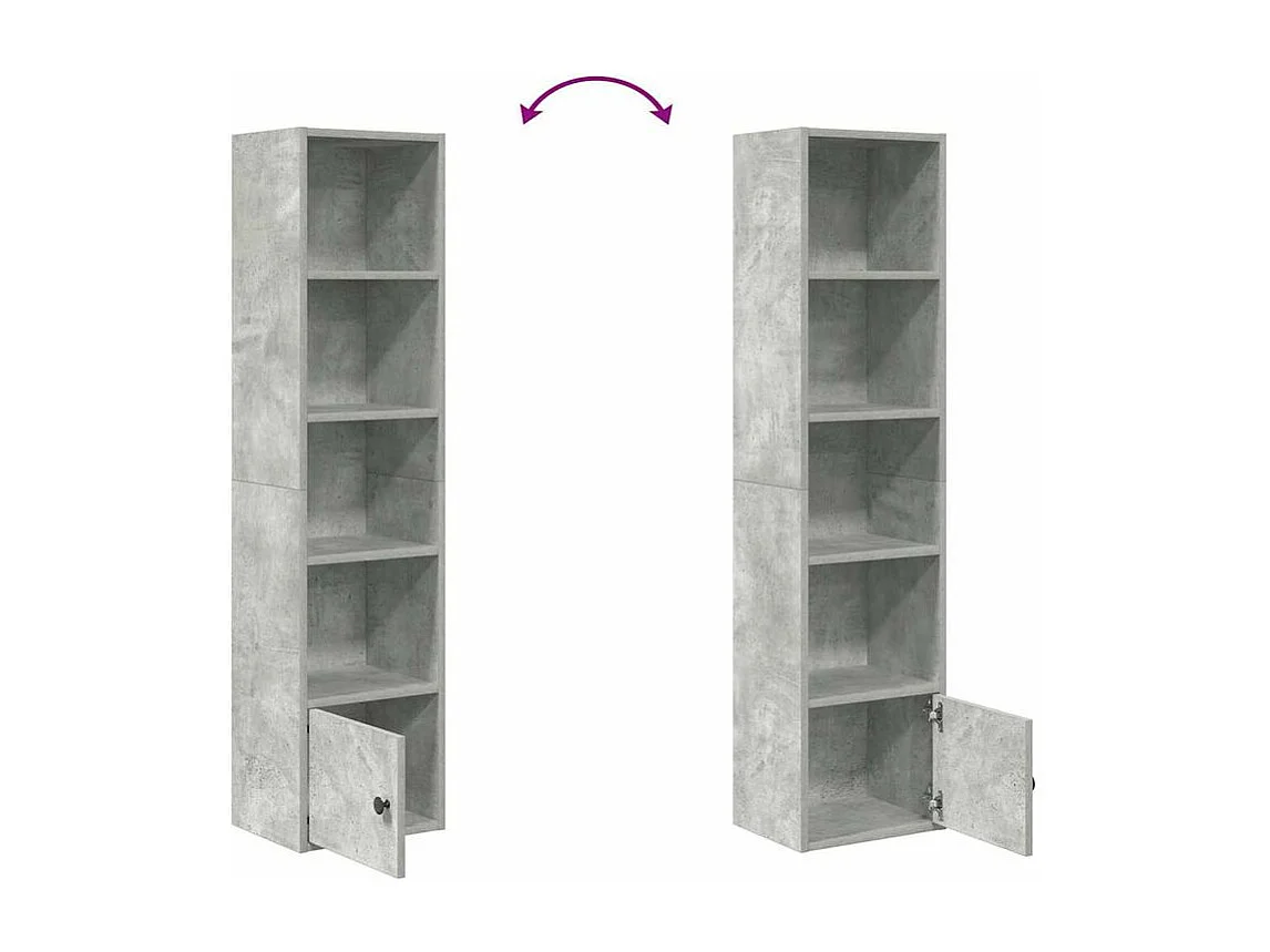 Bibliothèque gris béton 31x24x127 bois d'ingénierie