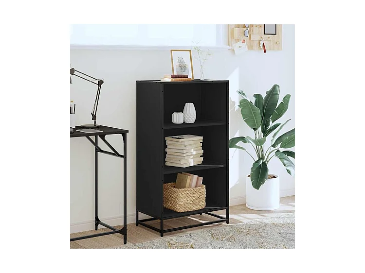 Bibliothèque noir 60x35x107,5 bois d'ingénierie