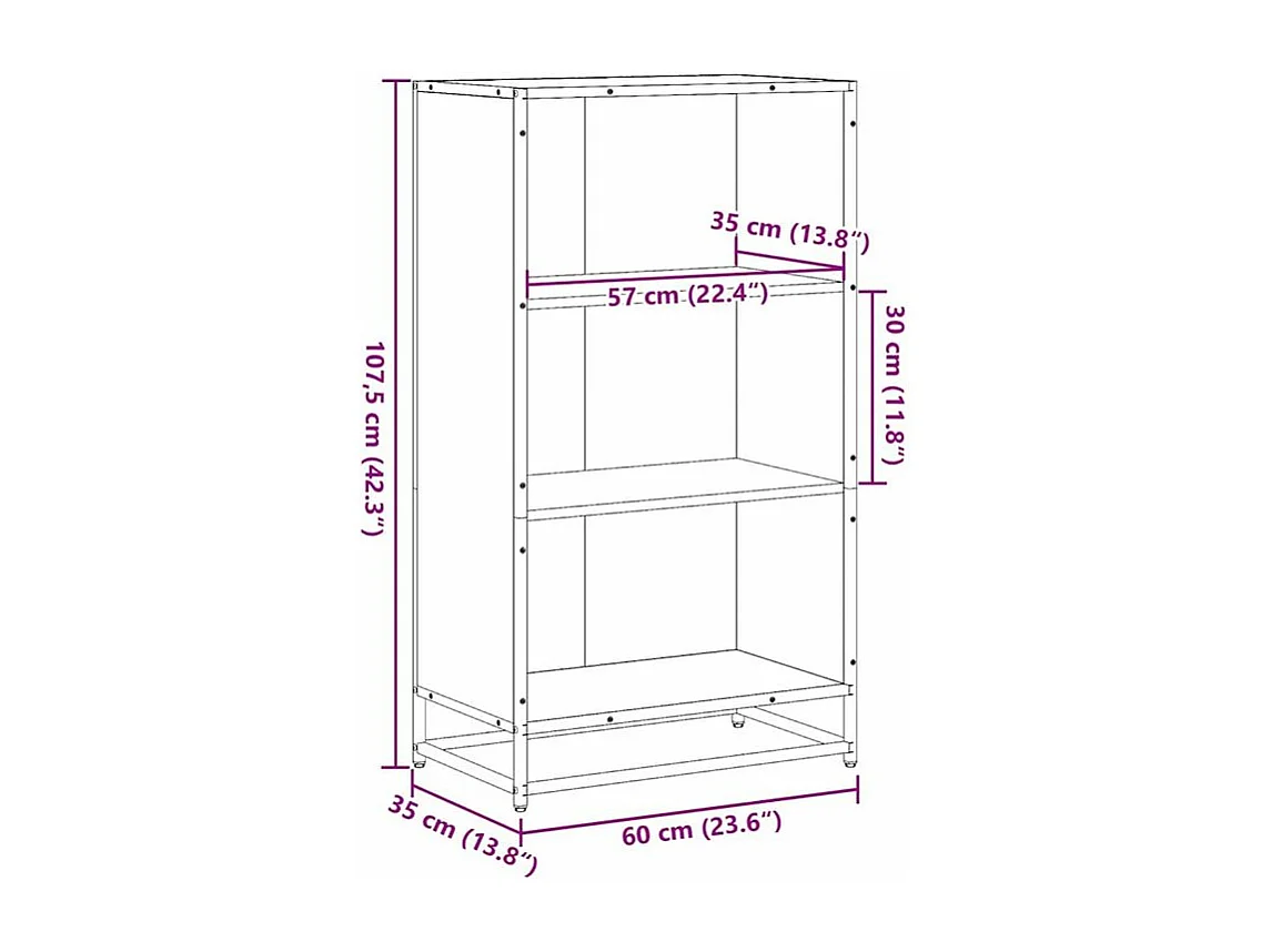 Bibliothèque noir 60x35x107,5 bois d'ingénierie
