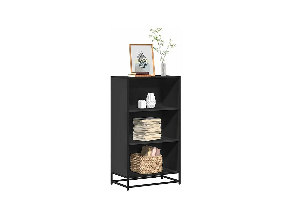 Bibliothèque noir 60x35x107,5 bois d'ingénierie