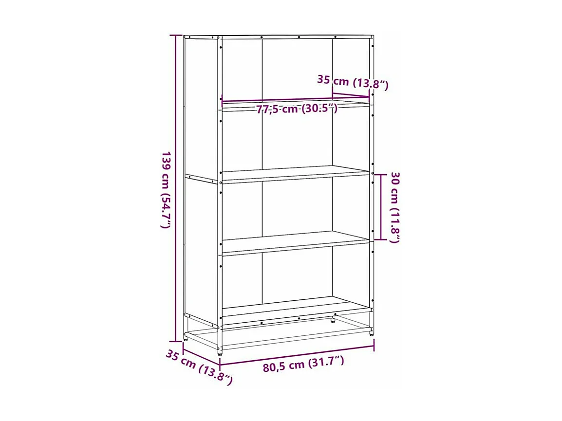 Bibliothèque chêne sonoma 80,5x35x139 bois d'ingénierie