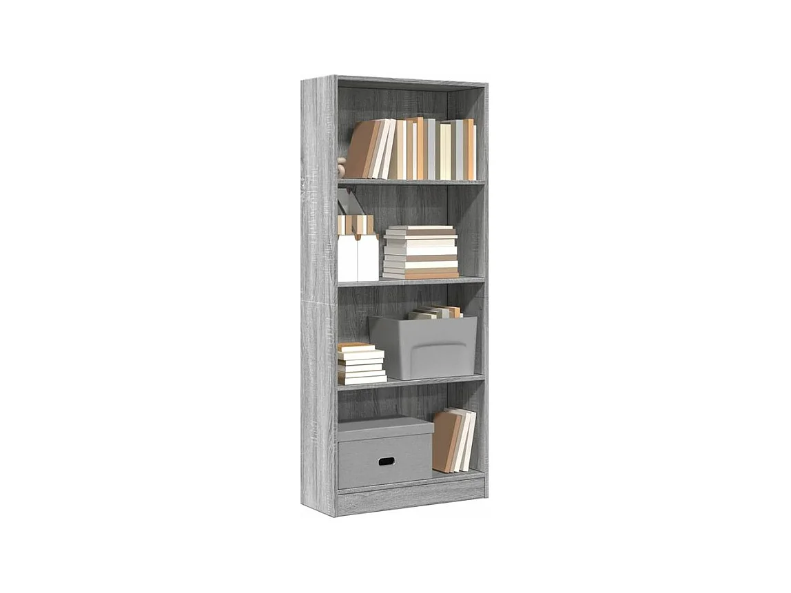 Bibliothèque sonoma gris 60x24x143 bois d'ingénierie