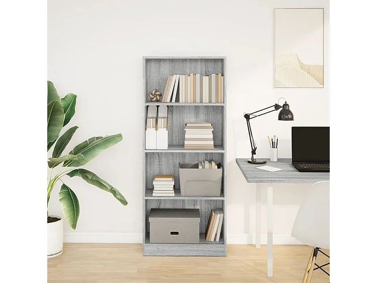 Bibliothèque sonoma gris 60x24x143 bois d'ingénierie