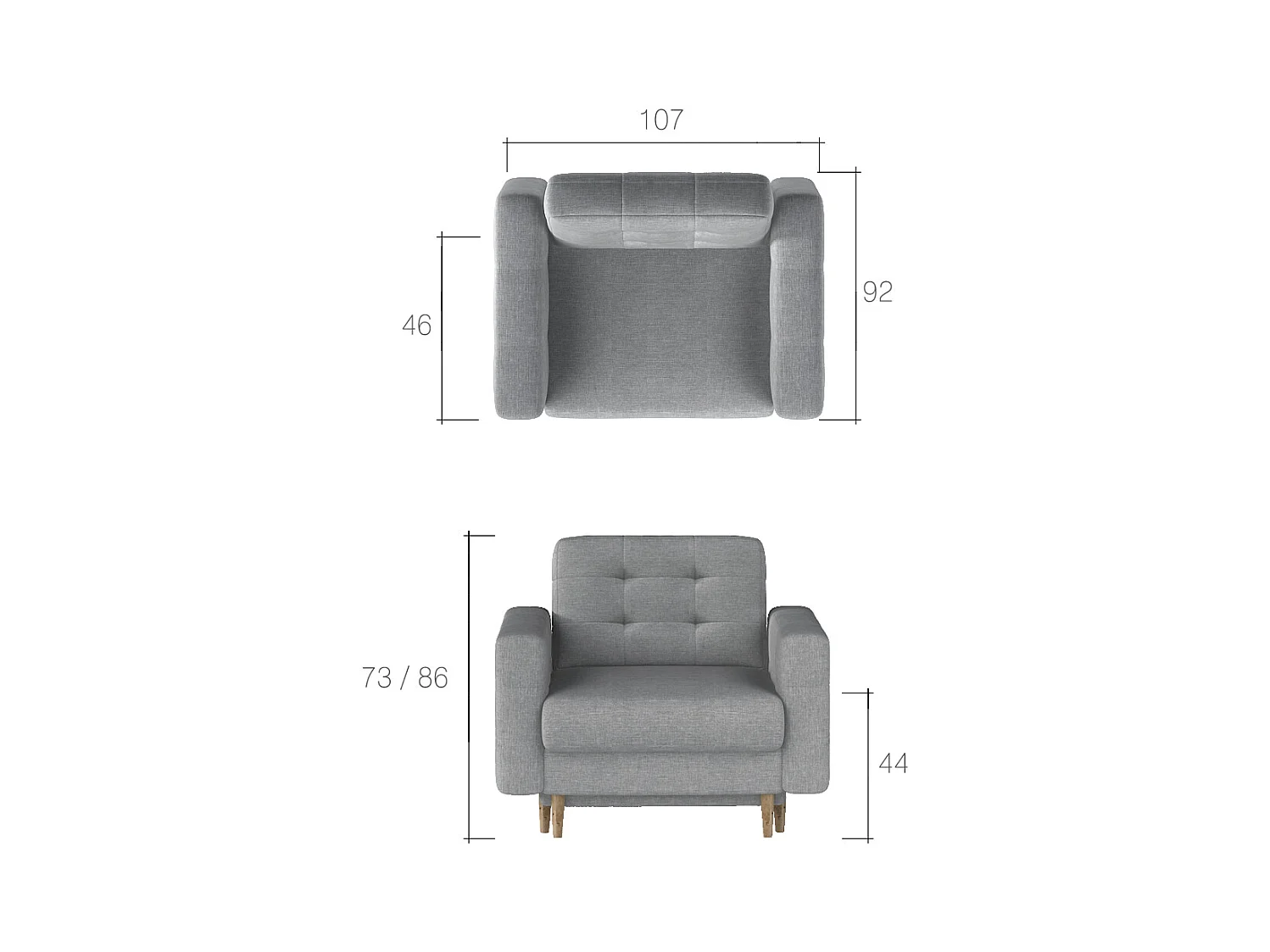 Fauteuil velours ANSKA-Gris clair
