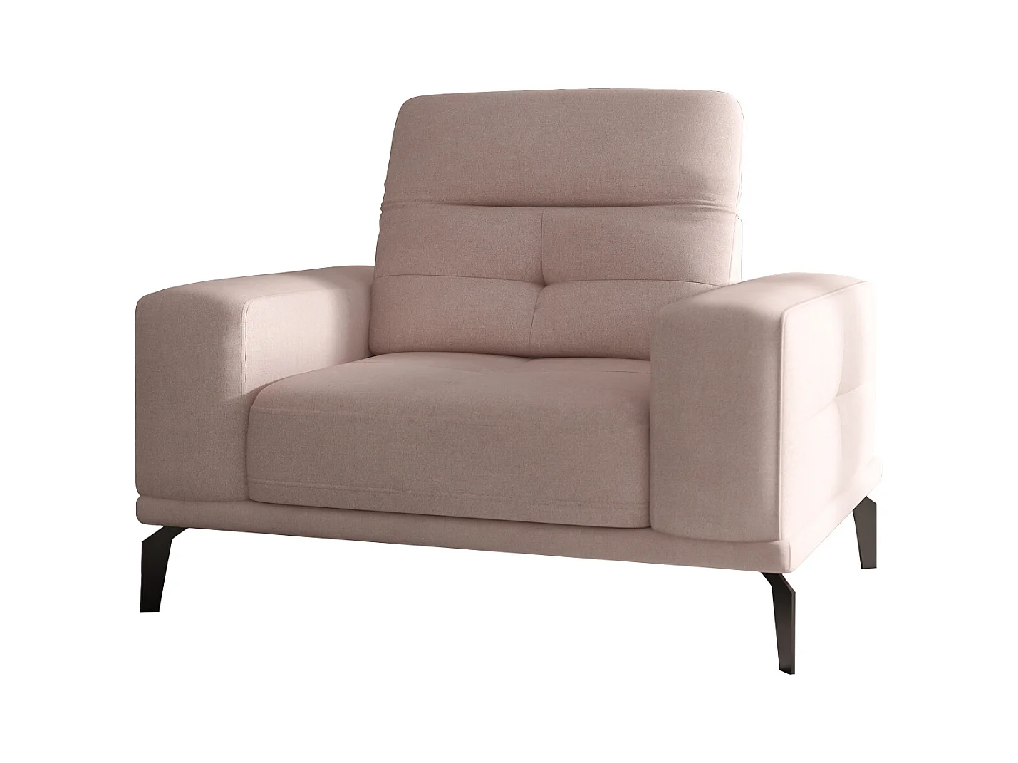 Fauteuil design tissu rose clair Torpille 125cm