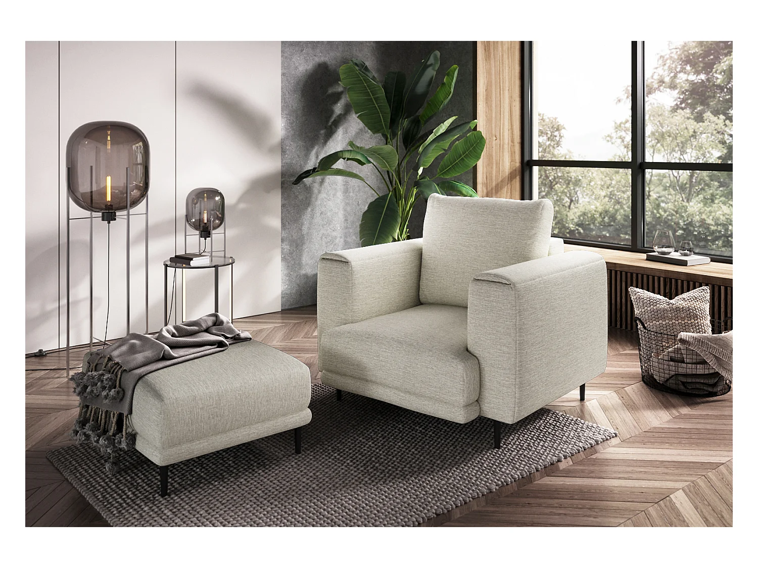 Fauteuil en tissu DAVINA – Élégance moderne et confort au quotidien-Beige clair