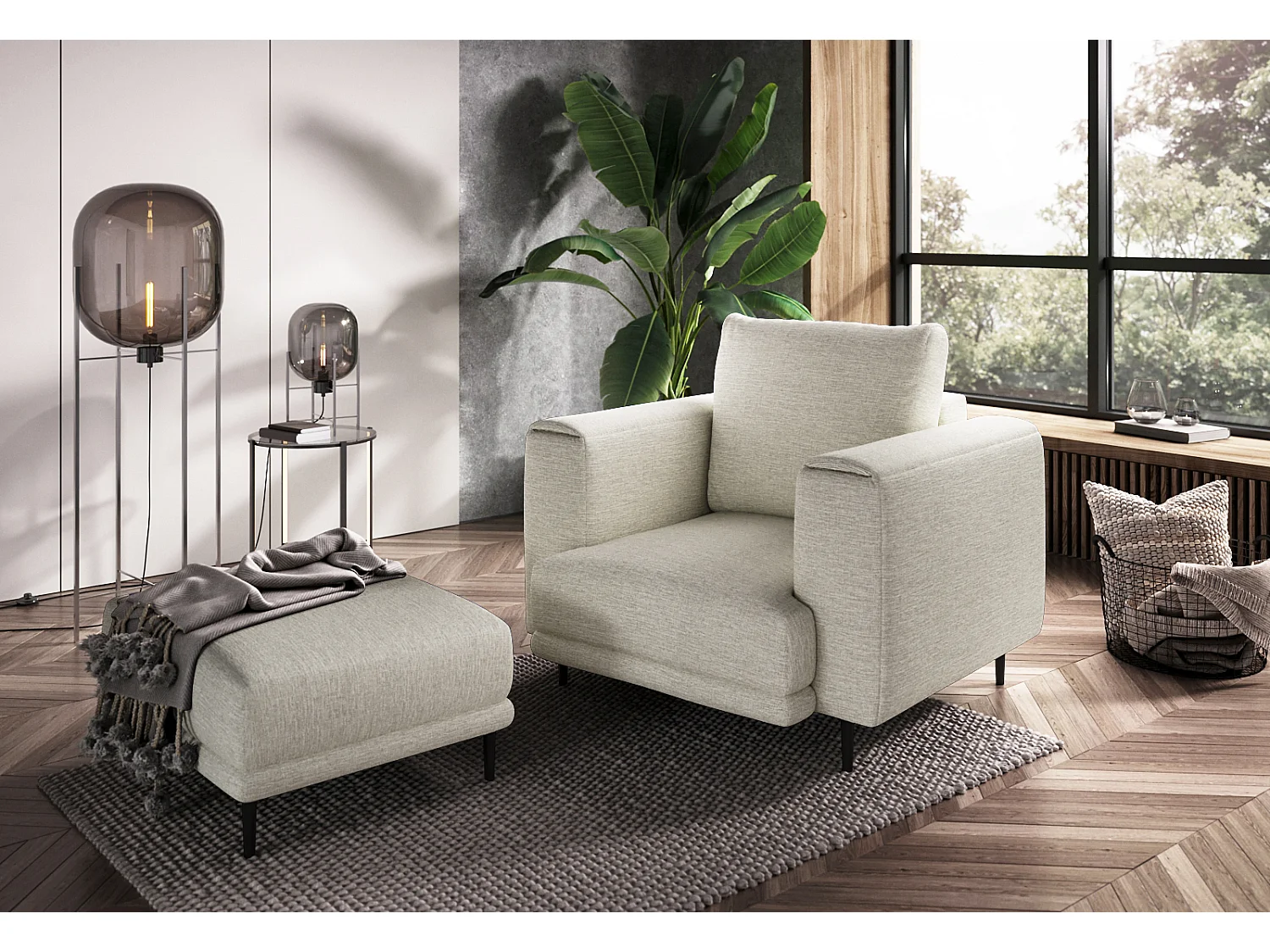 Fauteuil en tissu DAVINA – Élégance moderne et confort au quotidien-Beige clair