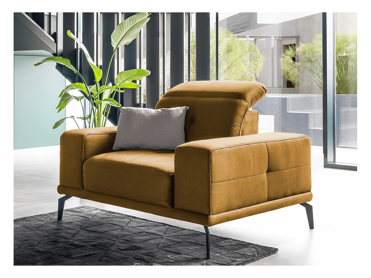 Fauteuil design en velours TORPILLE-Gris clair