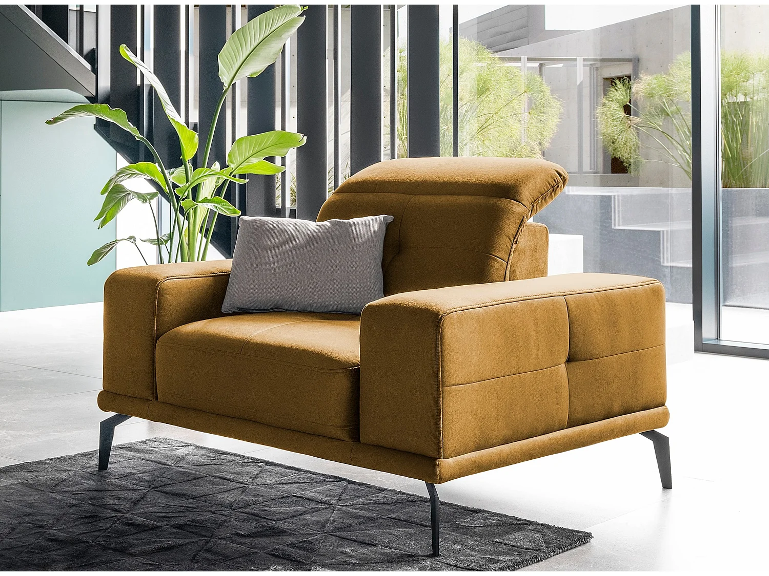 Fauteuil design en velours TORPILLE-Gris clair