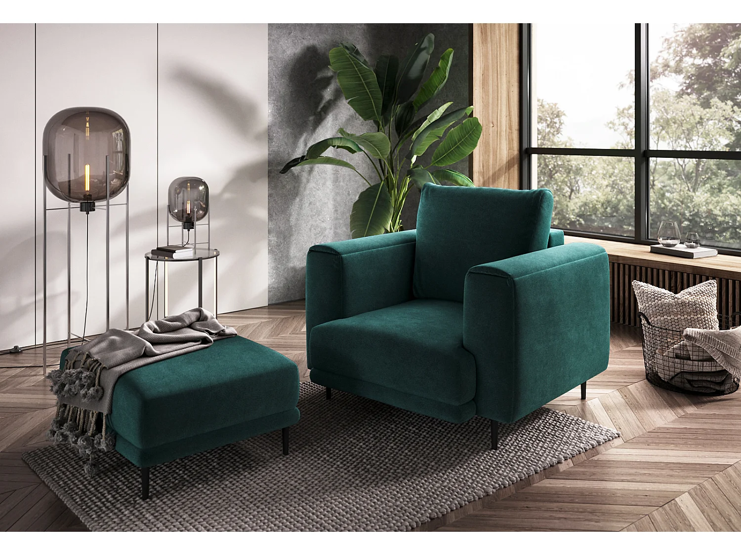 Fauteuil en velours DAVINA - Douceur luxueuse-Vert forêt