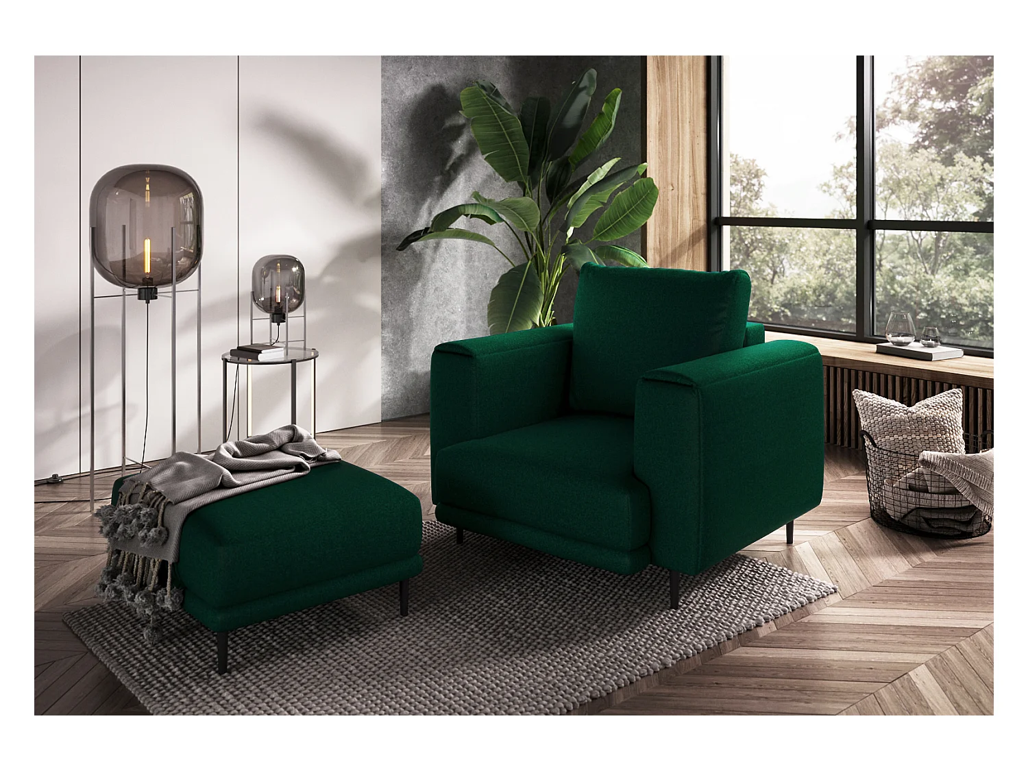 Fauteuil en tissu DAVINA – Élégance moderne et confort au quotidien-Vert
