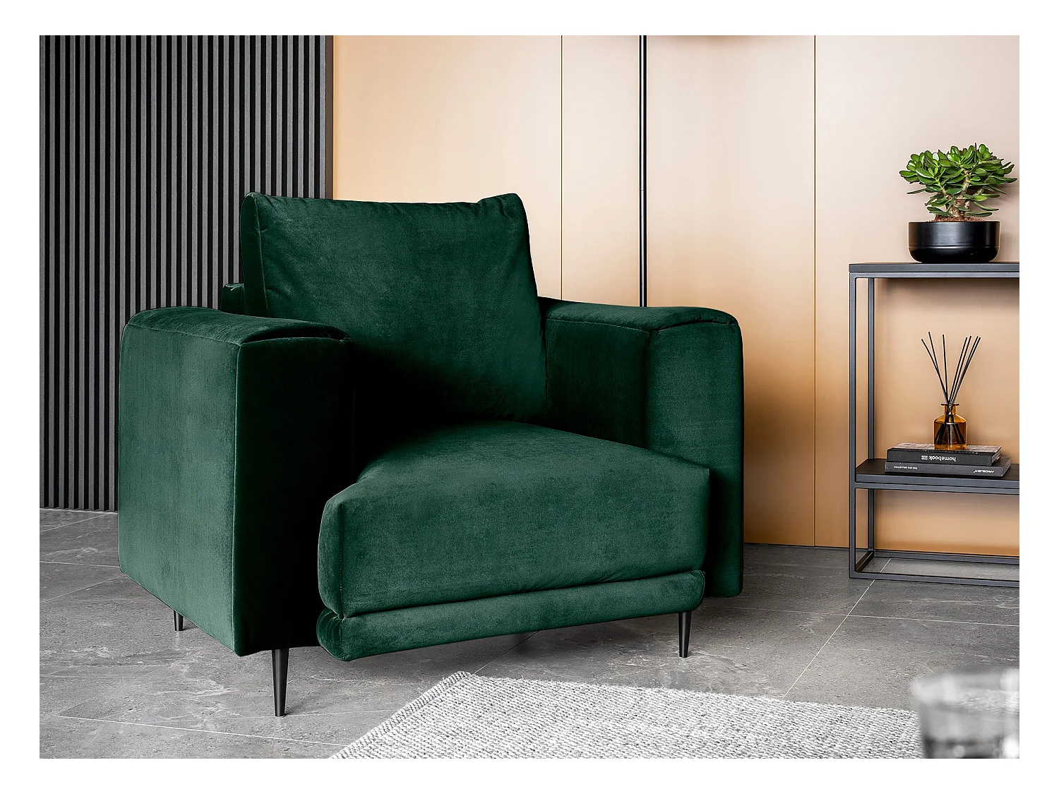 Fauteuil en tissu DAVINA – Élégance moderne et confort au quotidien-Vert
