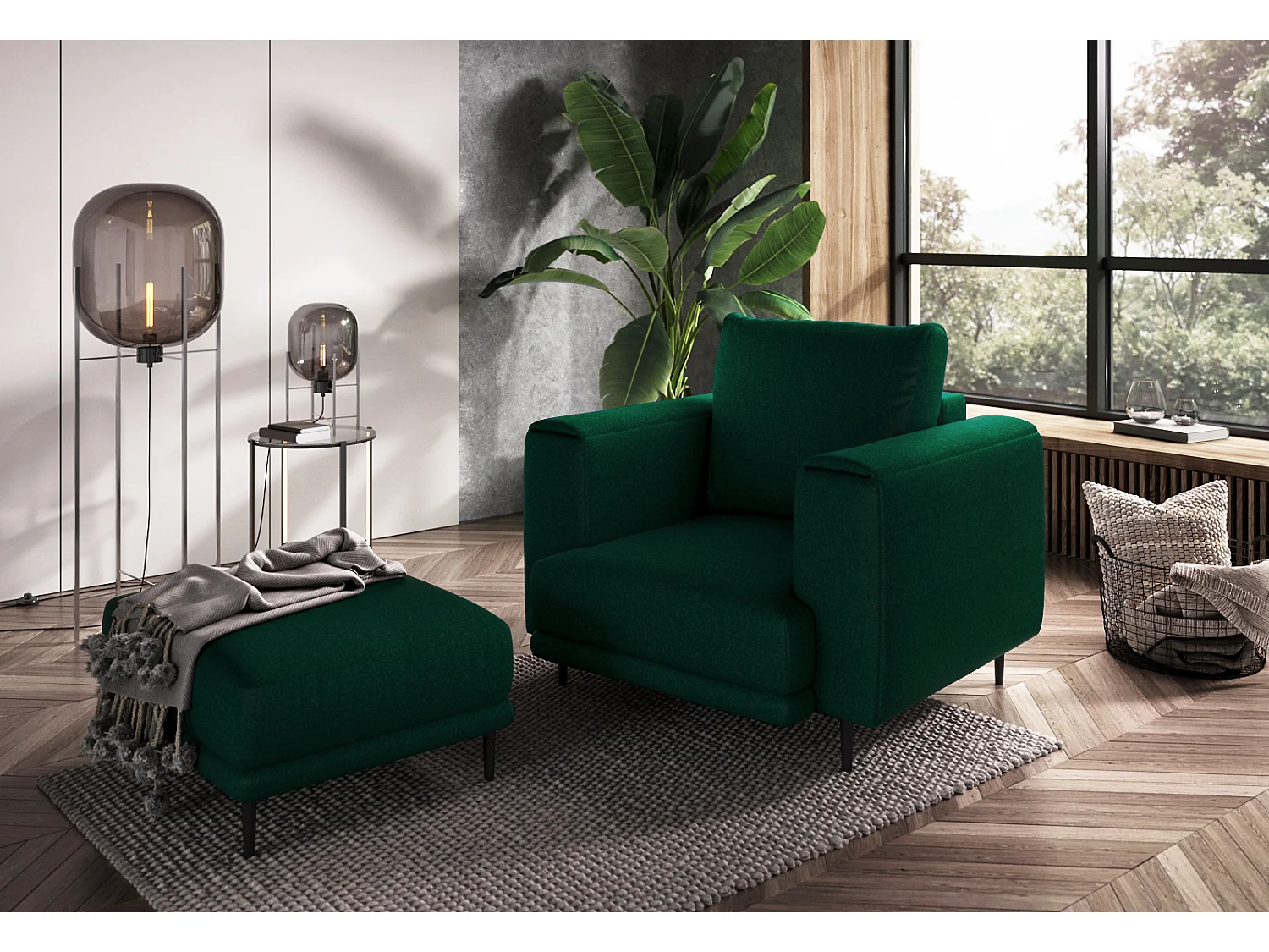 Fauteuil en tissu DAVINA – Élégance moderne et confort au quotidien-Vert