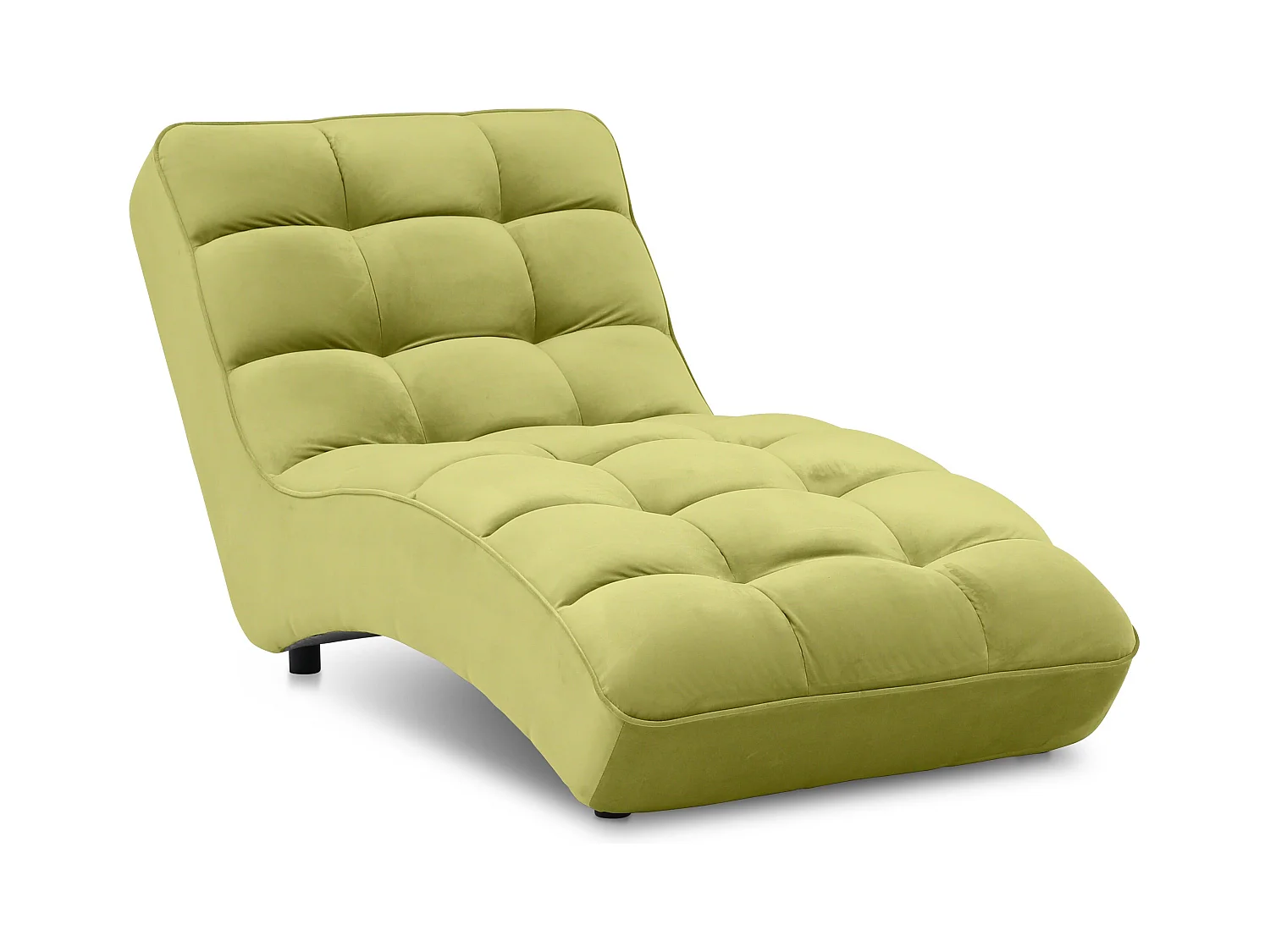 Chaise longue d'intérieur design velours vert anis capitonné Rikal
