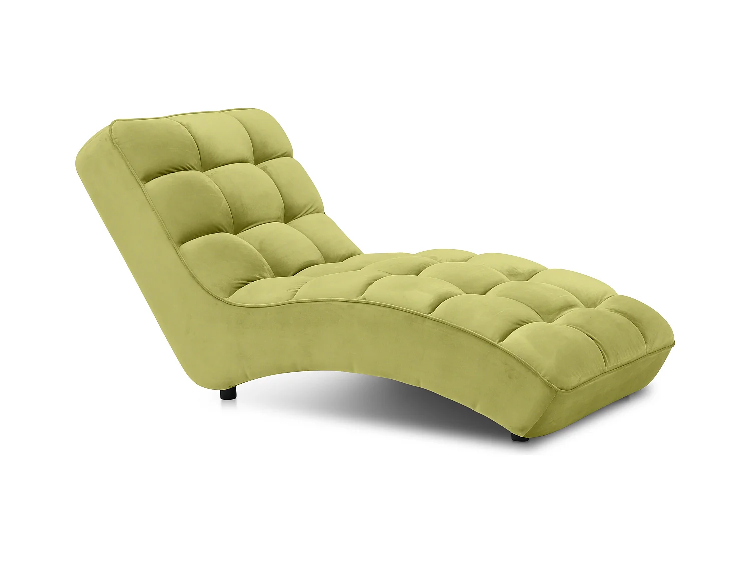 Chaise longue d'intérieur design velours vert anis capitonné Rikal