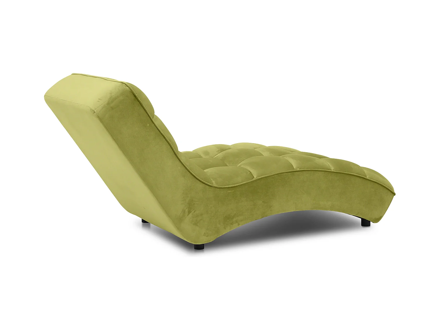 Chaise longue d'intérieur design velours vert anis capitonné Rikal
