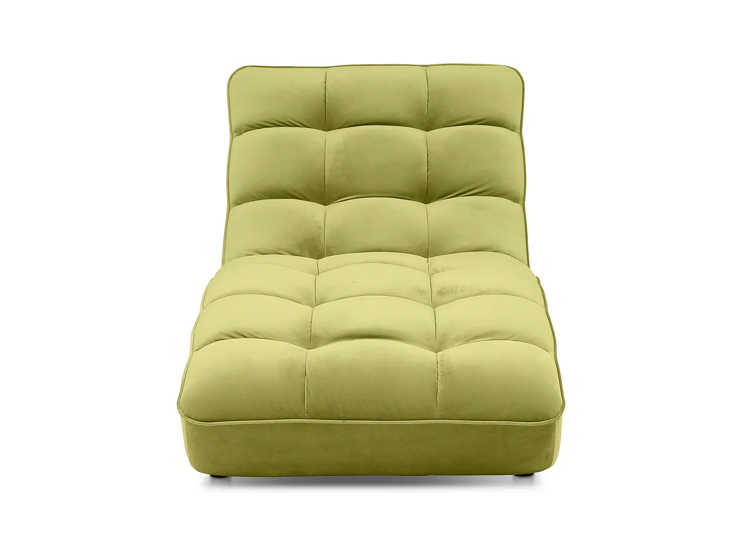 Chaise longue d'intérieur design velours vert anis capitonné Rikal