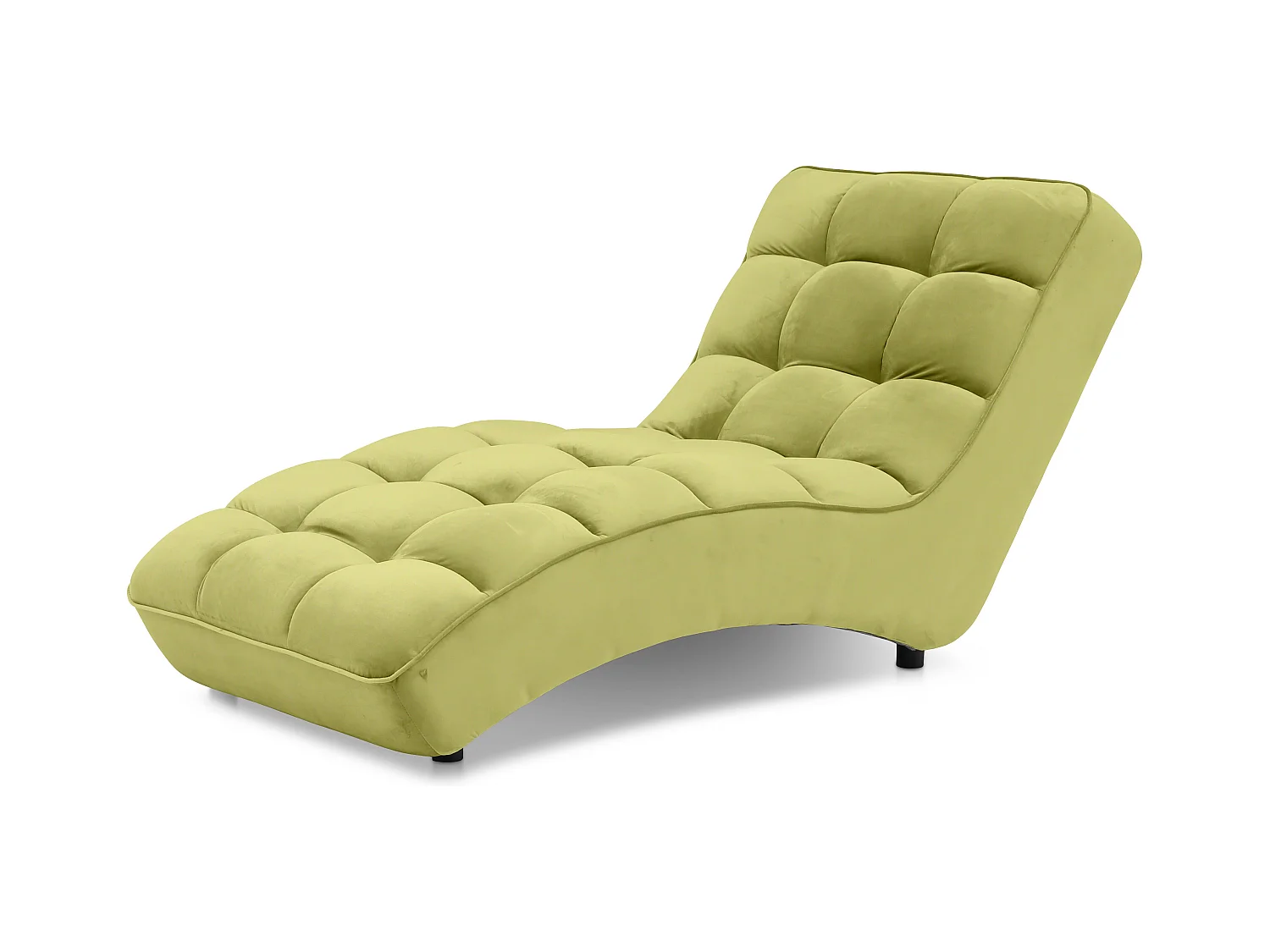 Chaise longue d'intérieur design velours vert anis capitonné Rikal