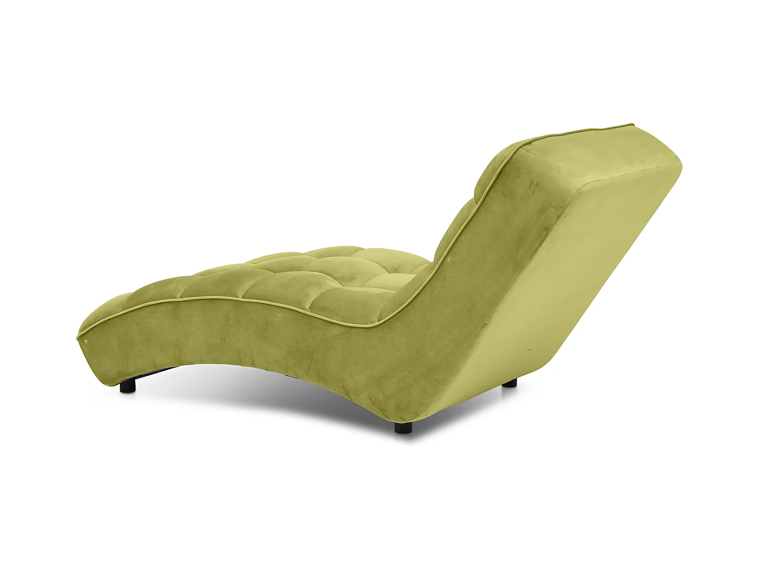 Chaise longue d'intérieur design velours vert anis capitonné Rikal
