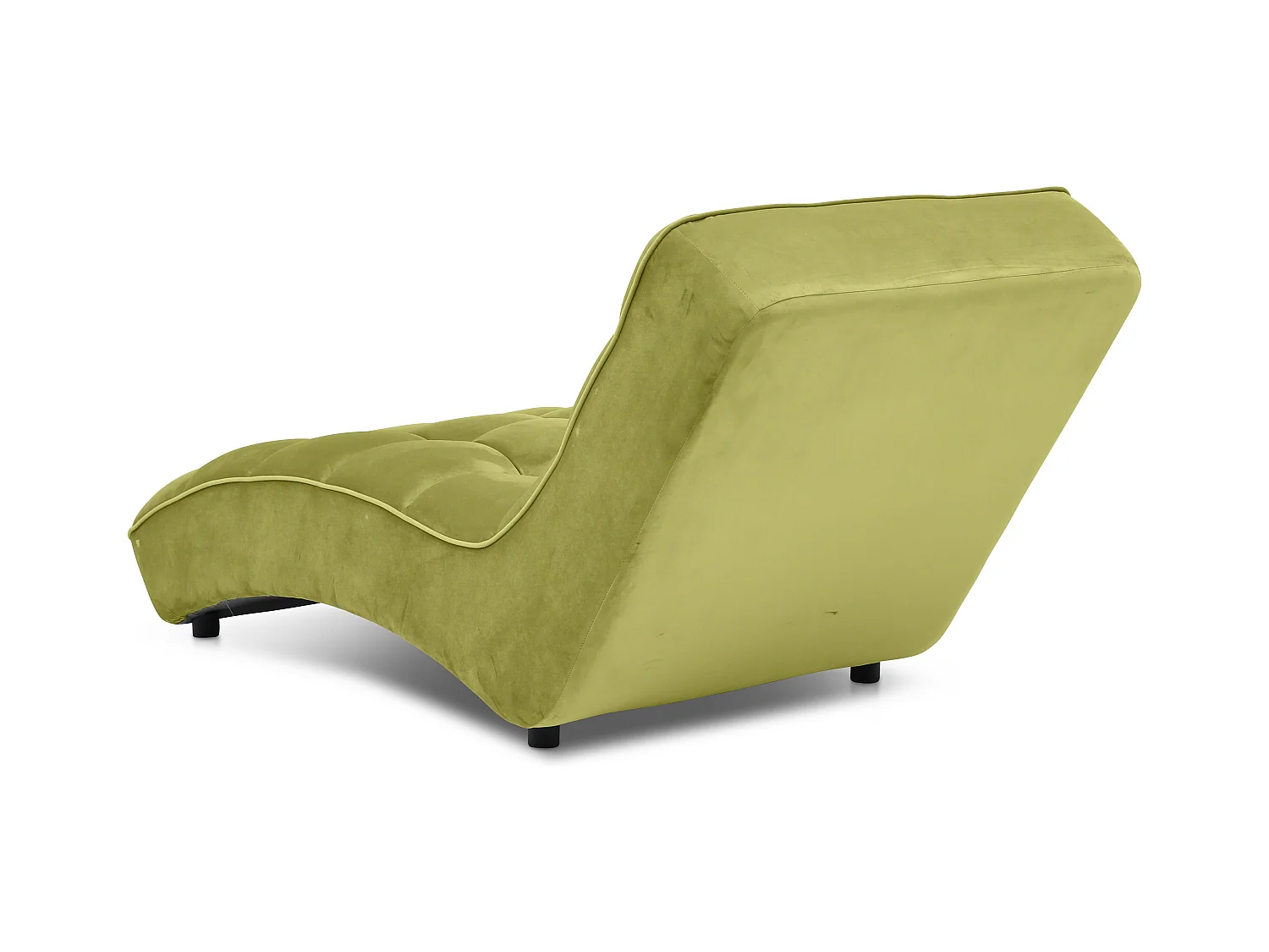 Chaise longue d'intérieur design velours vert anis capitonné Rikal