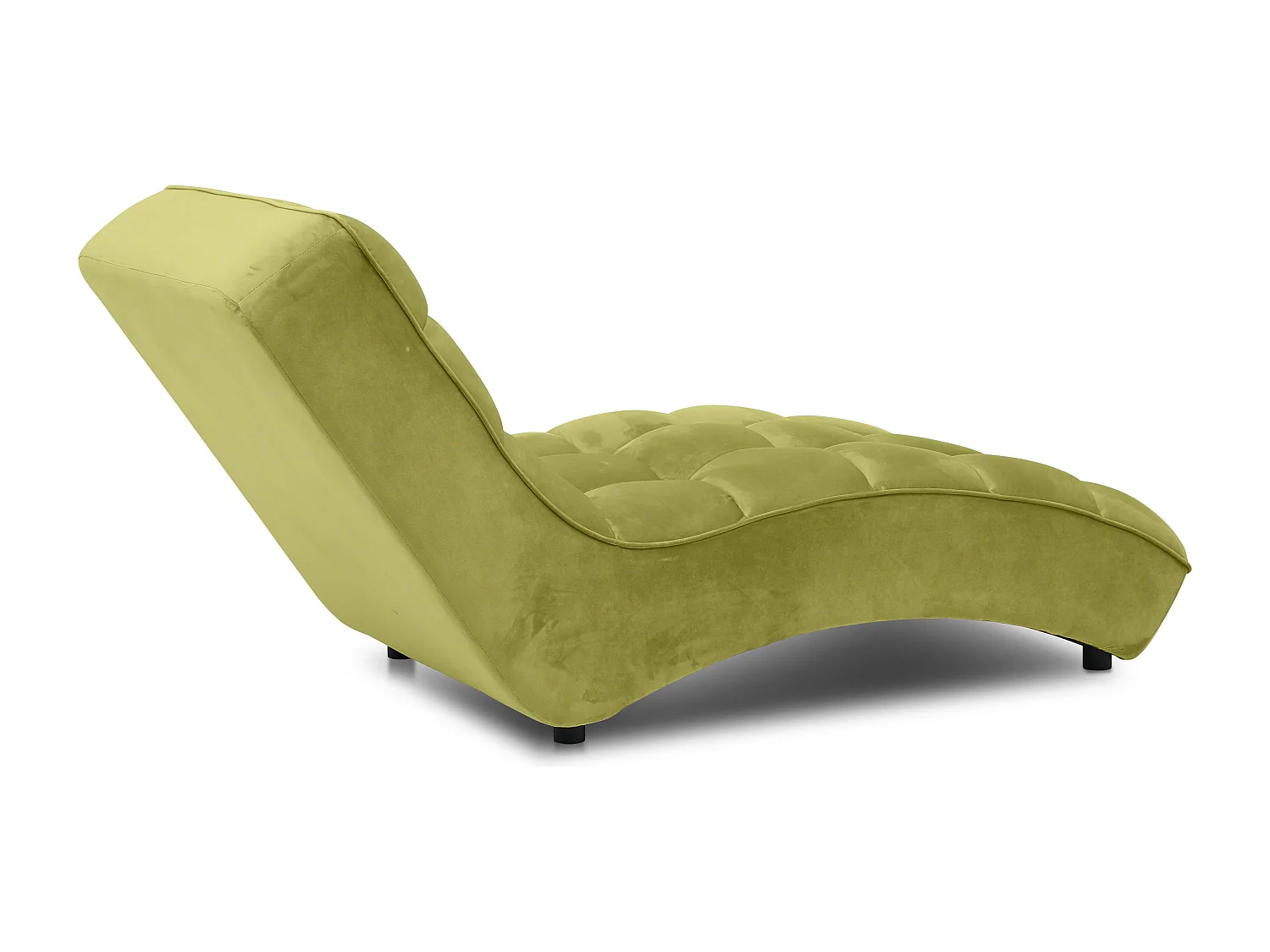 Chaise longue d'intérieur design velours vert anis capitonné Rikal