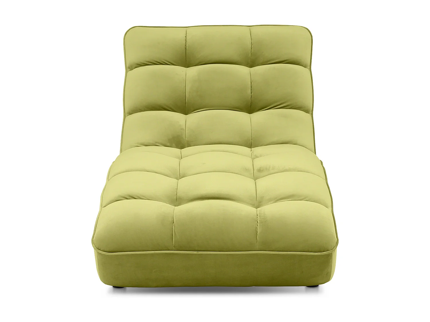 Chaise longue d'intérieur design velours vert anis capitonné Rikal
