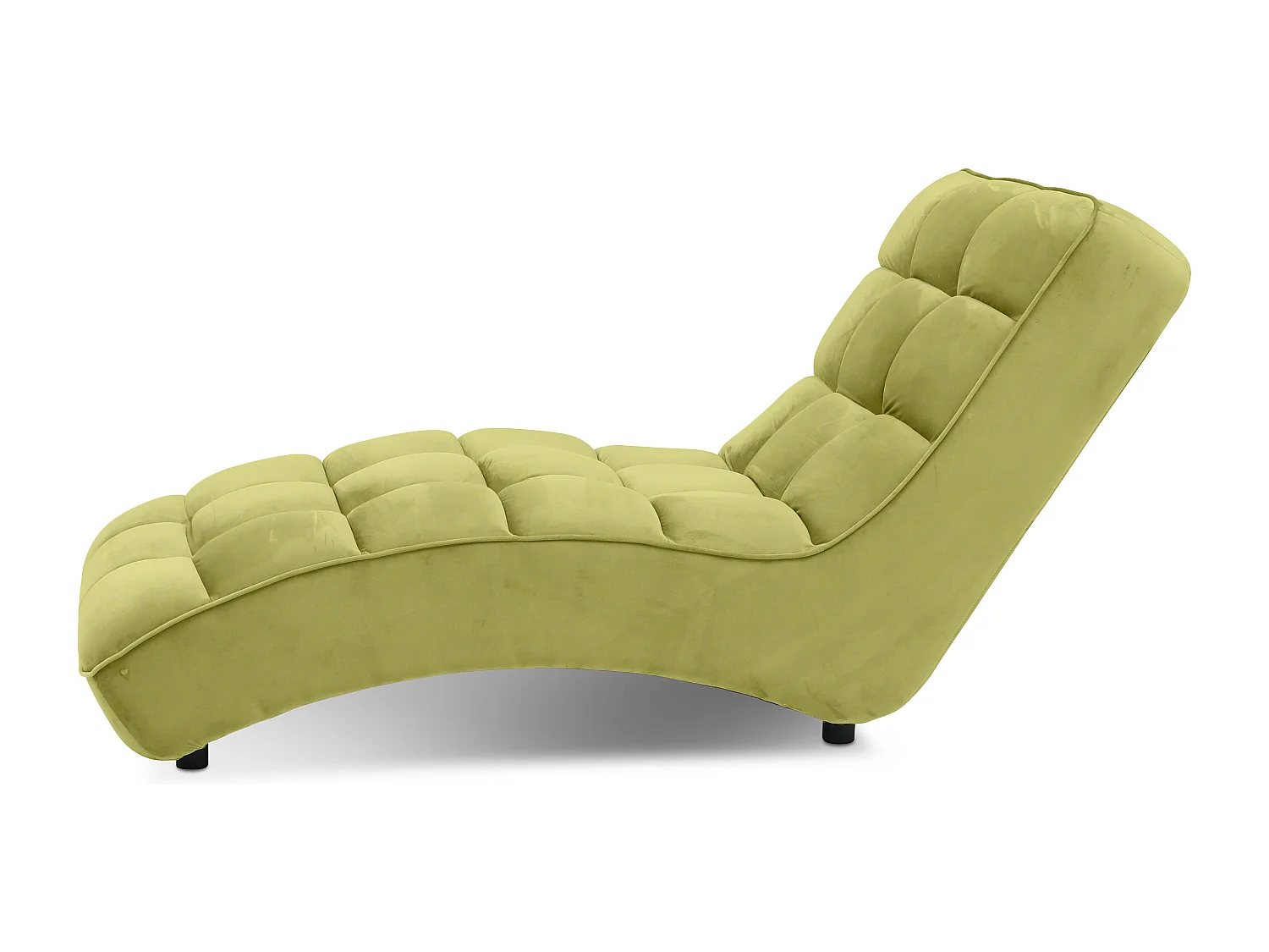 Chaise longue d'intérieur design velours vert anis capitonné Rikal